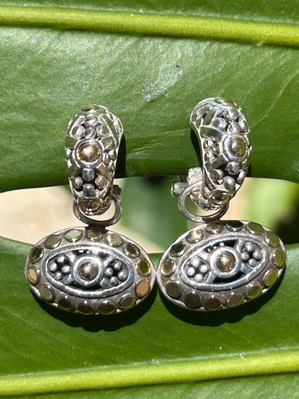 John Hardy Sterling Silver & 18K Yellow Gold Dot Jaisalmer Oval Dangle Earrings